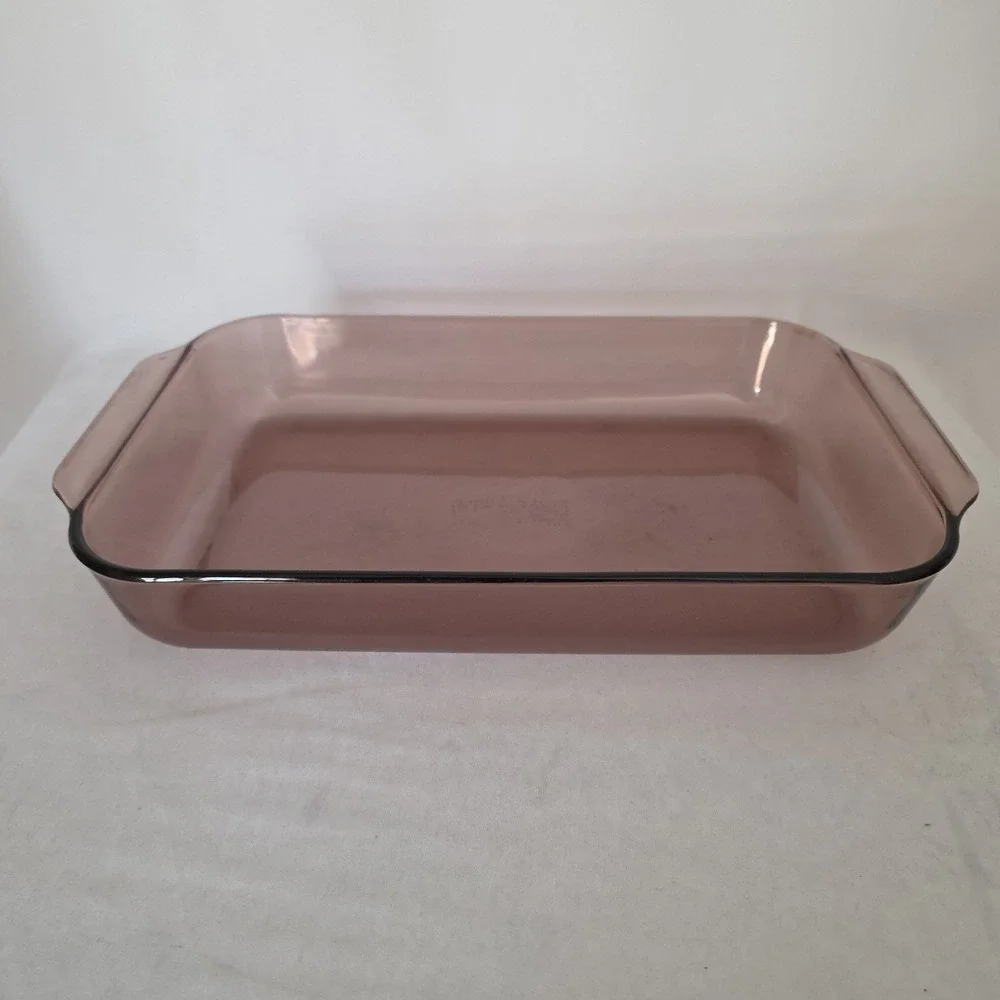 Vintage Pyrex #233-R Cranberry Glass Baking Pan Casserole Dish 13